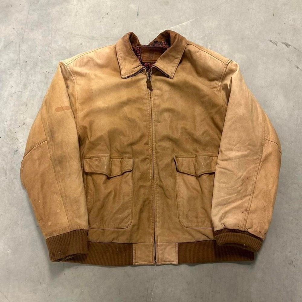 Vintage Tan and Brown Leather Jacket‎